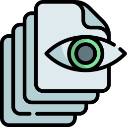 Documents piled up with an eye symbol as the data feed.